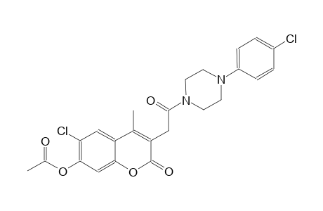 2H-1-benzopyran-2-one, 7-(acetyloxy)-6-chloro-3-[2-[4-(4-chlorophenyl)-1-piperazinyl]-2-oxoethyl]-4-methyl-