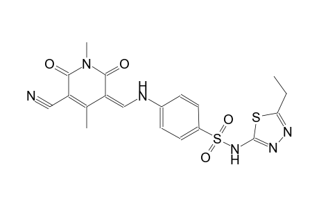 4-{[(Z)-(5-cyano-1,4-dimethyl-2,6-dioxo-1,6-dihydro-3(2H)-pyridinylidene)methyl]amino}-N-(5-ethyl-1,3,4-thiadiazol-2-yl)benzenesulfonamide