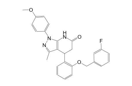6H-pyrazolo[3,4-b]pyridin-6-one, 4-[2-[(3-fluorophenyl)methoxy]phenyl]-1,4,5,7-tetrahydro-1-(4-methoxyphenyl)-3-methyl-