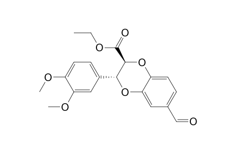 1,4-Benzodioxin-2-carboxylic acid, 3-(3,4-dimethoxyphenyl)-6-formyl-2,3-dihydro-, ethyl ester, trans-(.+-.)-