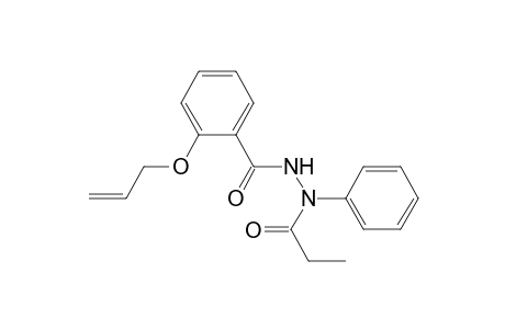 Benzoic acid, 2-(2-propenyloxy)-, 2-(1-oxopropyl)-2-phenylhydrazide