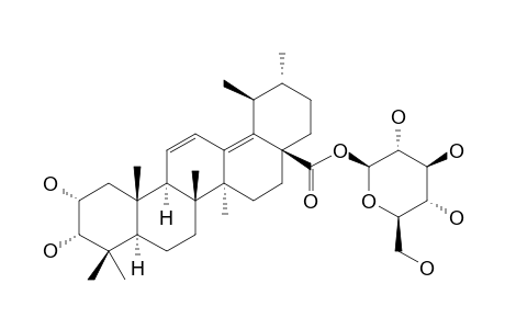 RUBUSIDE_G;2-ALPHA,3-ALPHA-DIHYDROXY-URS-11,13-(18)-DIEN-28_OIC_ACID_28-O-BETA-D-GLUCOPYRANOSIDE