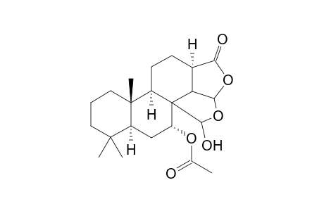 18-Nor-16-oxaandrostane-8-carboxaldehyde, 7-(acetyloxy)-15-hydroxy-4,4-dimethyl-17-oxo-, cyclic 8,15-hemiacetal, [5.alpha.,7.alpha.,8(R),13.alpha.,15.beta.]-