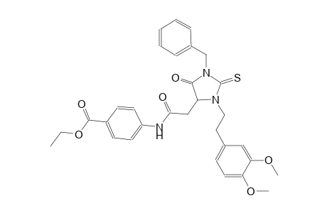ethyl 4-[({1-benzyl-3-[2-(3,4-dimethoxyphenyl)ethyl]-5-oxo-2-thioxo-4-imidazolidinyl}acetyl)amino]benzoate