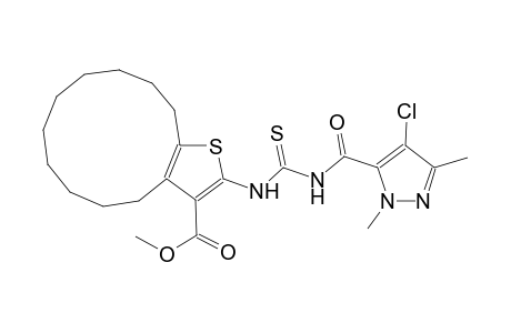 methyl 2-[({[(4-chloro-1,3-dimethyl-1H-pyrazol-5-yl)carbonyl]amino}carbothioyl)amino]-4,5,6,7,8,9,10,11,12,13-decahydrocyclododeca[b]thiophene-3-carboxylate
