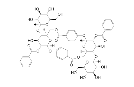 4-{{O-beta-D-Glucopyranosyl-(1->4)-O-2-O-benzoyl-1-O-(1,4-phenylenecarbonyl)-beta-D-glucopyranosyl-(1->6)-O-[beta-D-glucopyranosyl-(1->4)]-2-O-benzoyl-beta-D-glucopyranosyl}oxy}benzoic AcidCyclic Inner Ester