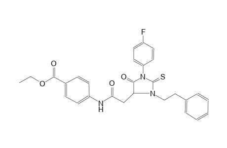 benzoic acid, 4-[[[1-(4-fluorophenyl)-5-oxo-3-(2-phenylethyl)-2-thioxo-4-imidazolidinyl]acetyl]amino]-, ethyl ester