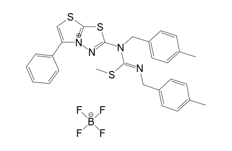 5-Phenyl-2-[[N-[(4-methylbenzyl)imino]-N'-[(4-methylbenzyl)amino]methanethio]methyl]thiazolo[2,3-b]-1,3,4-thiazolium tetrafluoroborate