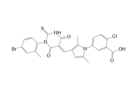 5-{3-[(E)-(1-(4-bromo-2-methylphenyl)-4,6-dioxo-2-thioxotetrahydro-5(2H)-pyrimidinylidene)methyl]-2,5-dimethyl-1H-pyrrol-1-yl}-2-chlorobenzoic acid