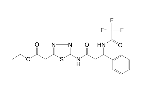 2-[5-[[1-oxo-3-phenyl-3-[(2,2,2-trifluoro-1-oxoethyl)amino]propyl]amino]-1,3,4-thiadiazol-2-yl]acetic acid ethyl ester