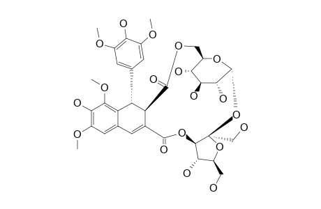 ARILLATOSE-A;3'->3:6->2-[(1S,2R)-1-(4-HYDROXY-3,5-DIMETHOXYPHENYL)-1,2-DIHYDRO-7-HYDROXY-6,8-DIMETHOXY-2,3-NAPHTHALENEDICARBOXYL]-BETA-D-FRU