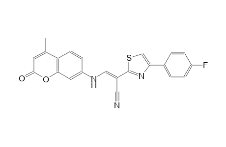 (2E)-2-[4-(4-fluorophenyl)-1,3-thiazol-2-yl]-3-[(4-methyl-2-oxo-2H-chromen-7-yl)amino]-2-propenenitrile