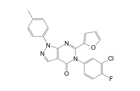 4H-pyrazolo[3,4-d]pyrimidin-4-one, 5-(3-chloro-4-fluorophenyl)-6-(2-furanyl)-1,5-dihydro-1-(4-methylphenyl)-