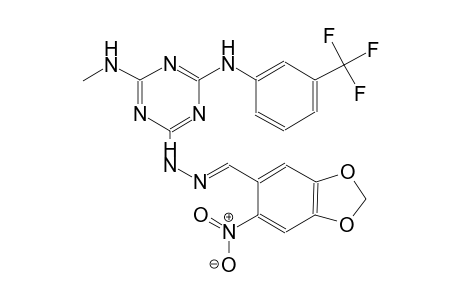 1,3-benzodioxole-5-carboxaldehyde, 6-nitro-, [4-(methylamino)-6-[[3-(trifluoromethyl)phenyl]amino]-1,3,5-triazin-2-yl]hydrazone