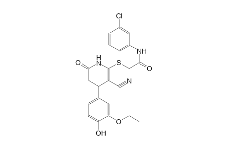 N-(3-chlorophenyl)-2-{[3-cyano-4-(3-ethoxy-4-hydroxyphenyl)-6-oxo-1,4,5,6-tetrahydro-2-pyridinyl]sulfanyl}acetamide