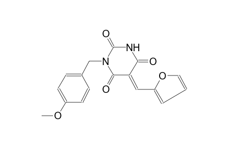 2,4,6(1H,3H,5H)-pyrimidinetrione, 5-(2-furanylmethylene)-1-[(4-methoxyphenyl)methyl]-, (5E)-