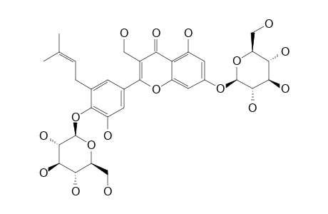 PEDUNCULOSIMOSIDE_B;5'-(3-METHYL-2-BUTEN-1-YL)-OPHIOGLONOL_7-O-BETA-D-GLUCOPYRANOSYL-4'-O-BETA-D-GLUCOPYRANOSIDE
