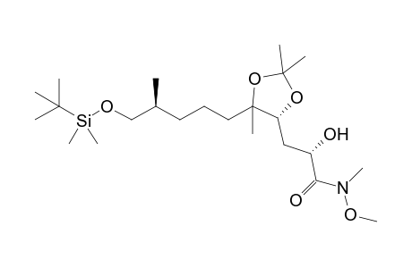 (S)-3-{(4R,5R)-5-[(S)-5-(tert-butyldimethylsiloxy)-4-methylpentyl]-2,2,5-trimethyl-1,3-dioxolan-4-yl}-2-hydroxy-N-methoxy-N-methylpropanamide