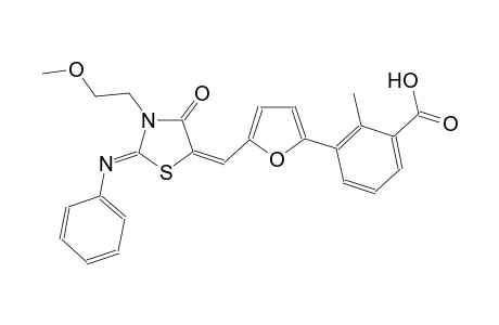 3-(5-{(E)-[(2Z)-3-(2-methoxyethyl)-4-oxo-2-(phenylimino)-1,3-thiazolidin-5-ylidene]methyl}-2-furyl)-2-methylbenzoic acid