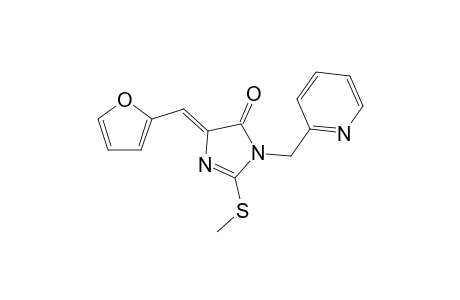 2-[Methylthio]-5-(furylmethylidene)-N(3)-(2'-pyridylmethylene)-4-imidazolidinone