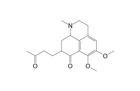 Mixture of 5,6-(meo)2-1-me-8-formyl-8-(3-oxobutyl)- and 5,6-(meo)2-1-me-8-(3-oxobutyl)-2,3,7,8,9,9a-hexahydro-1H-benzo[de]chinolin-7-one