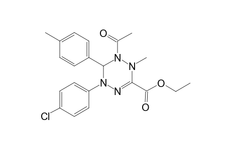 1,2,4,5-Tetrazine-3-carboxylic acid, 1,2,5,6-tetrahydro-1-acetyl-5-(4-chlorophenyl)-2-methyl-6-(4-methylphenyl)-, ethyl ester