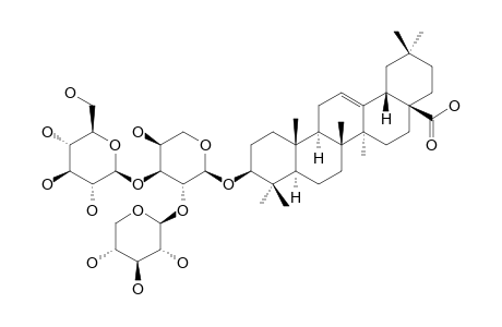 ELATOSIDE_E;OLEANOLIC_ACID_3-O-[BETA-D-XYLOPYRANOSYL-(1->2)]-[BETA-D-GLUCOPYRANOSYL-(1->3)]-ALPHA-L-ARABINOPYRANOSIDE