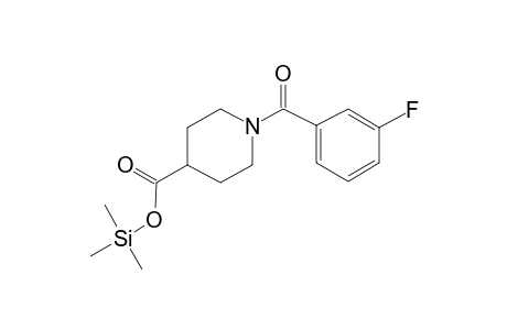 1-(3-Fluorobenzoyl)-4-piperidinecarboxylic acid, tms derivative