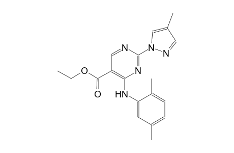 ethyl 4-(2,5-dimethylanilino)-2-(4-methyl-1H-pyrazol-1-yl)-5-pyrimidinecarboxylate