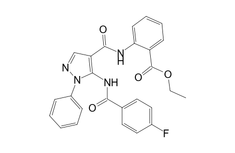 Benzoic acid, 2-[[[5-[(4-fluorobenzoyl)amino]-1-phenyl-1H-pyrazol-4-yl]carbonyl]amino]-, ethyl ester