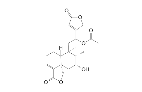 12-Acetoxy-7.beta.-hydroxy-3,13(14)-clerodanediene-18,19 ; 15,16-diolide