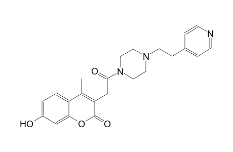 2H-1-benzopyran-2-one, 7-hydroxy-4-methyl-3-[2-oxo-2-[4-[2-(4-pyridinyl)ethyl]-1-piperazinyl]ethyl]-