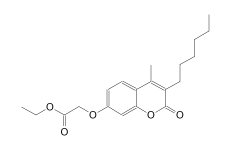 acetic acid, [(3-hexyl-4-methyl-2-oxo-2H-1-benzopyran-7-yl)oxy]-, ethyl ester