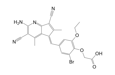 {4-[(E)-(2-amino-3,7-dicyano-4,6-dimethyl-5H-cyclopenta[b]pyridin-5-ylidene)methyl]-2-bromo-6-ethoxyphenoxy}acetic acid