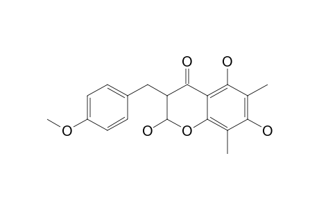 2,5,7-TRIHYDROXY-6,8-DIMETHYL-3-(4'-METHOXYBENZYL)-CHROMAN-4-ONE;MAJOR-ISOMER