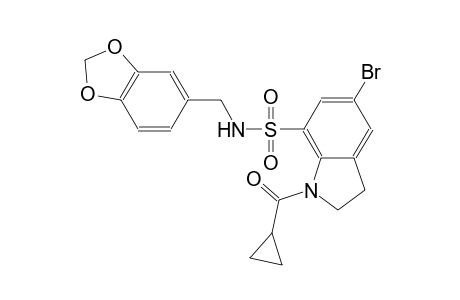 1H-indole-7-sulfonamide, N-(1,3-benzodioxol-5-ylmethyl)-5-bromo-1-(cyclopropylcarbonyl)-2,3-dihydro-