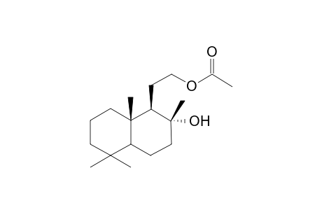 (+-)-13,14,15,16-Tetranor-12-acetocy-8.alpha.-labdanol [(1R*,2R*,4aS*,8aS)*)-2-(1,2,3,4,4a,5,6,7,8,8a-Decahydro-2-hydroxy-2,5,5,8a-tetramethylnaphthyl)ethyl acetate