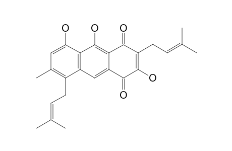 KENGAQUINONE;3,8,9-TRIHYDROXY-6-METHYL-2,5-BIS-(3,3-DIMETHYLALLYL)-1,4-ANTHRAQUINONE