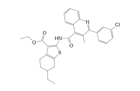 ethyl 2-({[2-(3-chlorophenyl)-3-methyl-4-quinolinyl]carbonyl}amino)-6-ethyl-4,5,6,7-tetrahydro-1-benzothiophene-3-carboxylate