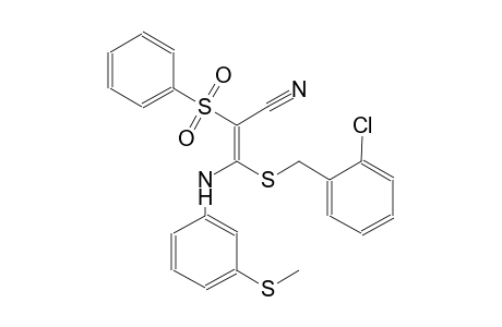 2-propenenitrile, 3-[[(2-chlorophenyl)methyl]thio]-3-[[3-(methylthio)phenyl]amino]-2-(phenylsulfonyl)-, (2E)-