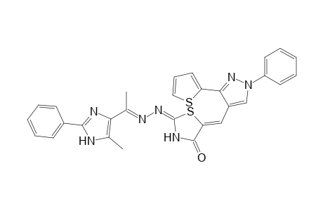 2-{[1-(5-Methyl-2-phenyl-1H-imidazol-4-yl)ethylidene]hydrazono}-5-((1-phenyl-3-(thiophen-2-yl)-1H-pyrazol-4-yl)methylene)thiazolidin-4-one