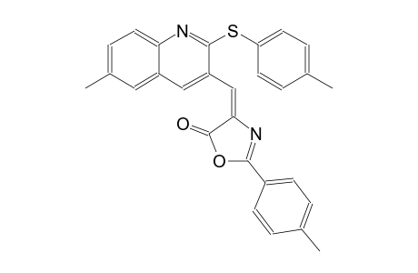 5(4H)-oxazolone, 4-[[6-methyl-2-[(4-methylphenyl)thio]-3-quinolinyl]methylene]-2-(4-methylphenyl)-, (4E)-