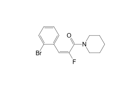 (E)-3-(2-bromophenyl)-2-fluoranyl-1-piperidin-1-yl-prop-2-en-1-one