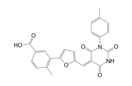 4-methyl-3-{5-[(Z)-(1-(4-methylphenyl)-2,4,6-trioxotetrahydro-5(2H)-pyrimidinylidene)methyl]-2-furyl}benzoic acid