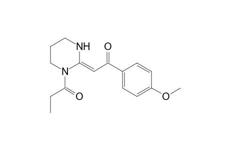 1-[(2E)-2-[2-(4-methoxyphenyl)-2-oxidanylidene-ethylidene]-1,3-diazinan-1-yl]propan-1-one