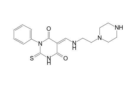 (5E)-1-phenyl-5-[(2-piperazin-1-ylethylamino)methylene]-2-thioxo-hexahydropyrimidine-4,6-dione