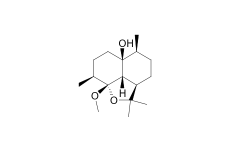 Decahydro-8a-hydroxy-3,8-dimethyl-4-methoxy-4,5-(isopropylideneoxy)naphthalene