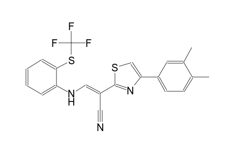 (2E)-2-[4-(3,4-dimethylphenyl)-1,3-thiazol-2-yl]-3-{2-[(trifluoromethyl)sulfanyl]anilino}-2-propenenitrile