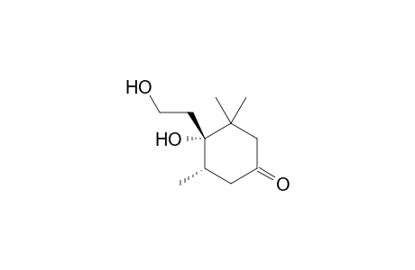 Ficusone [6.alpha.-Hydroxy-6.beta.-(2'-hydroxyethyl)-1,1,5-trimethylcyclohexanone]