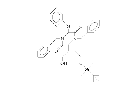 1,4-Dibenzyl-3-(2-thio-pyridyl)-6-(1-hydroxymethyl-3-([T-butyl-dimethylsiloxy]-propyl))-2,5-piperazinedione
